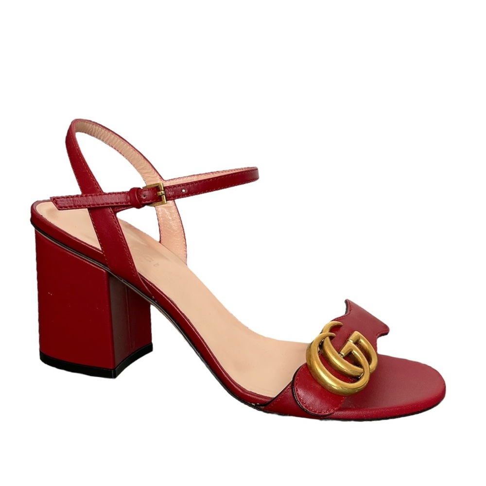 GUCCI Marmont Block Heel Strappy GG Logo Lifford Galassia Sandals \\ 35.5